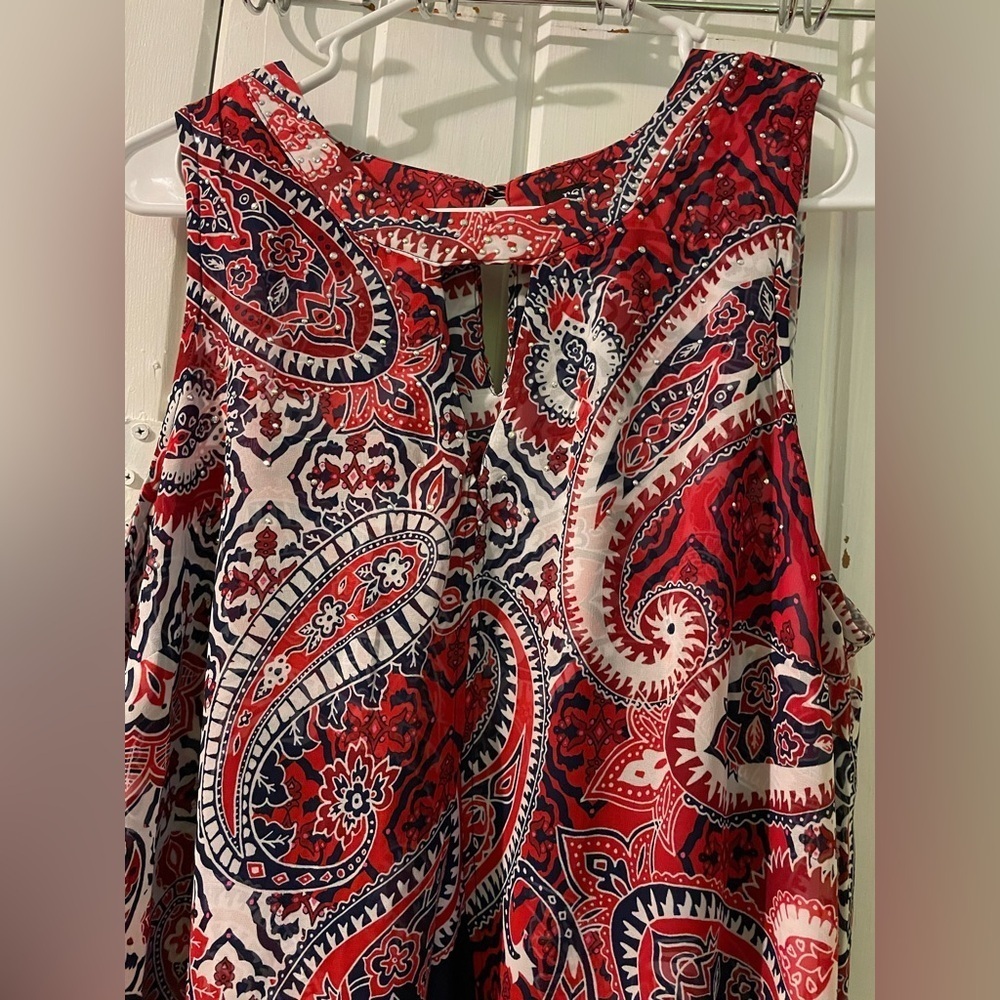 Roz & Ali paisley tank blouse-large like new - Picture 5 of 13
